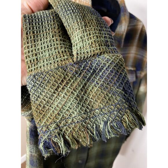 Free People Anneli Plaid Shirt Jacket Women's XS Boho Grunge Shacket Green Earth - Picture 5 of 10